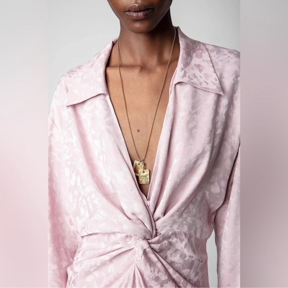 Zadig & Voltaire Women’s Rozo Leopard Pattern Silk Twist Knot knee Dress - Picture 3 of 14